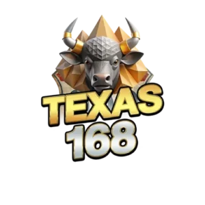 โลโก้ TEXAS168 กระทิงหัวโค้งสีเทา-ทองพร้อมตัวอักษร TEXAS 168